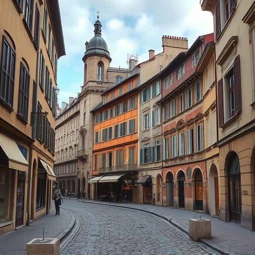 Le Vieux Lyon, France, avec ses rues pavées, ses bâtiments Renaissance et son atmosphère médiévale.