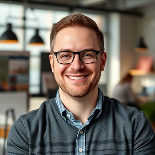 Portrait de Pierre Dupont, responsable marketing chez Évasion Parfaite, regardant l'objectif avec un sourire professionnel dans un espace de coworking.